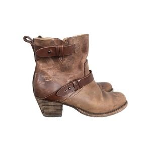 Rag & Bone New York Size 8 Harper Moto Ankle Booties Distressed Brown Leather
